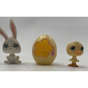 Littlest Pet Shop #51 #3 Rabbit Yellow Duck Bird Green Eyes Authentic LPS‎ Egg